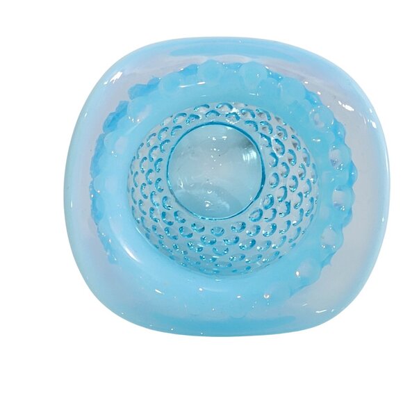 Fenton Hobnail Blue Opalescent Vase 4" mini sweet cute art glass vanity holder - Picture 4 of 6